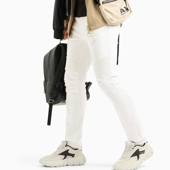 ๐
ฝ๐
ด๐ Armani Exchange skinny biker distressed white jeans, size 27 - Picture 4 of 17